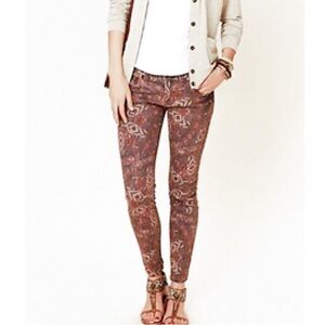 Free People Multicolor Patterned Ankle Jeans